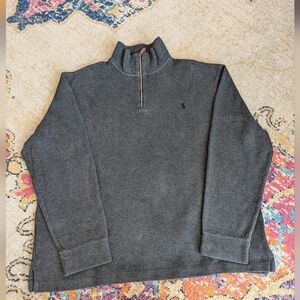 Polo Ralph Lauren Pony Logo Dark Gray 1/4 Zip Pullover Cotton Sweater Mens XL